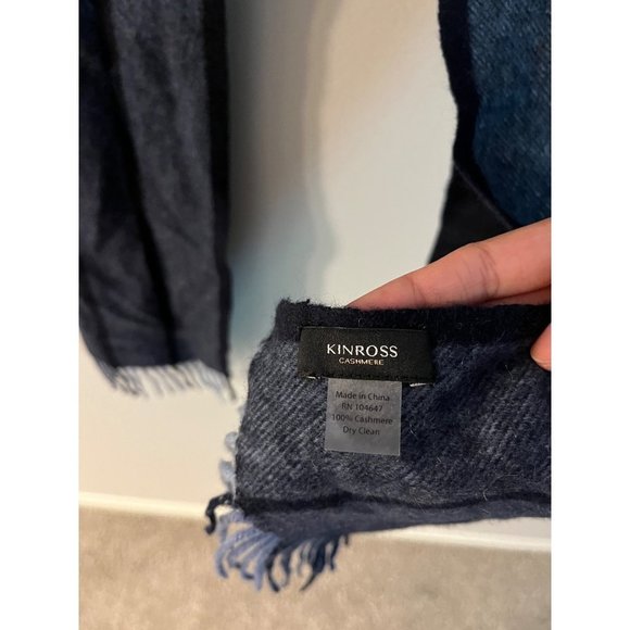 Kinross 100% Cashmere Striped Fringed Scarf - Picture 3 of 3